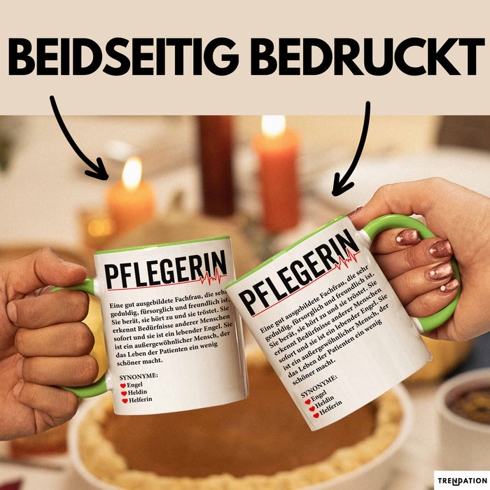 Pflege Krankenschwester Wertschätzung Tasse Geschenk Lustige Geschenkidee Spruch Pflegerin Grün Trendation