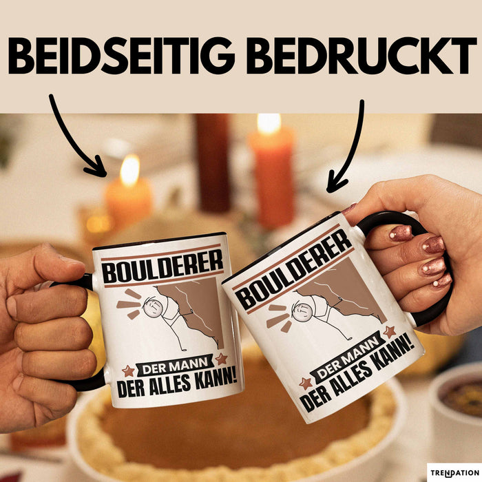 Boulderer Tasse Geschenk für Boulderer Der Mann Der Alles Kann Geschenkidee zum Geburtstag Schwarz Trendation