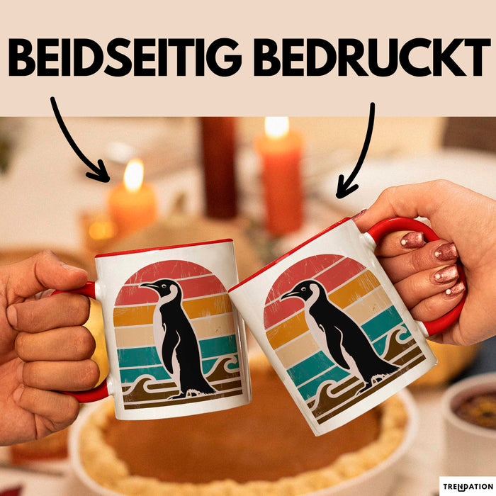 Retro Pinguin Tier Tasse Geschenk Lustige Geschenkidee Spruch Rot Trendation