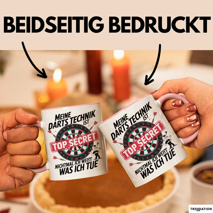 Dartspieler Tasse Geschenkidee Darts Technik Ist Geheim Rosa Trendation