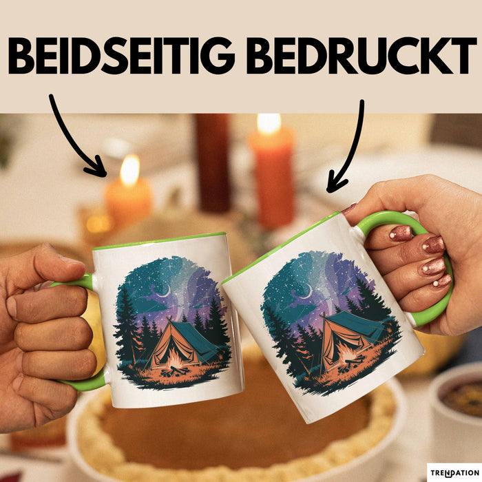 Camper Tasse Geschenkidee für Outdoor Abenteurer Grün Trendation