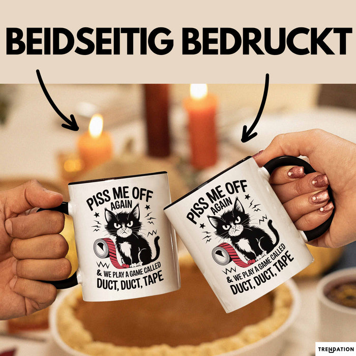 Katzen Tasse Geschenk Duct Duct Tape Geschenkidee Lustig Katze Sarkasmus Schwarz Trendation