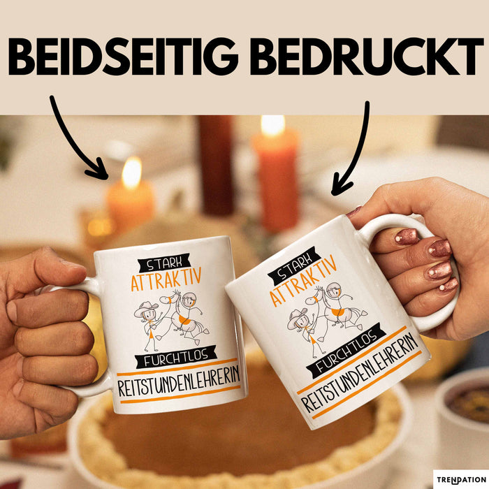 Reitstundenlehrerin Tasse Geschenk Becher Stark Attraktiv Furchtlos Reitstundenlehrerin Lustige Geschenkidee Weiß Trendation