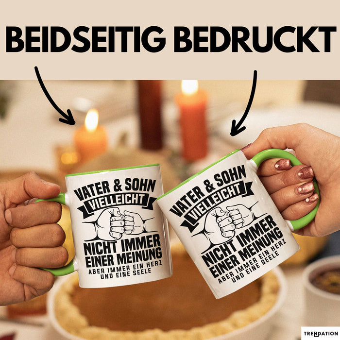 Vater & Sohn Tasse Geschenk Zum Vatertag Vielleicht Nicht Immer Einer Meinung Grün Trendation