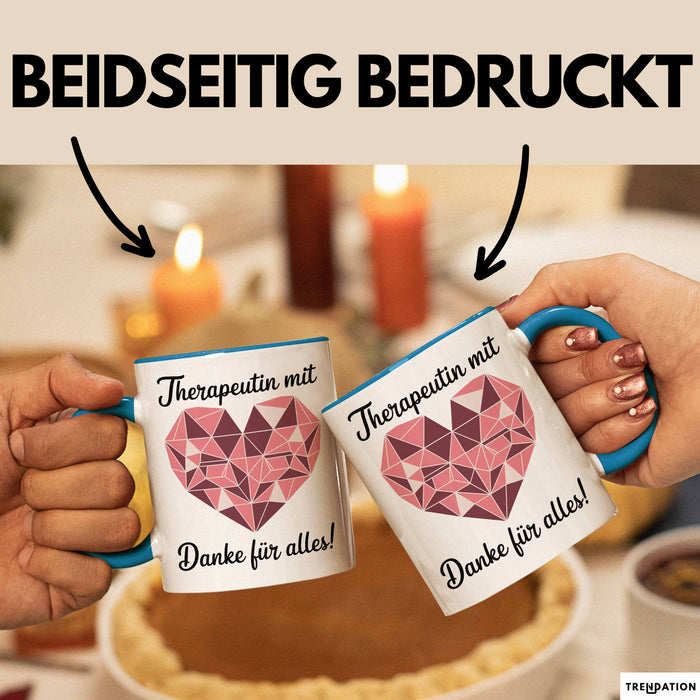 Physiotherapeut Physiotherapie Tasse Geschenk Lustige Geschenkidee Spruch Therapeutin Mit Herz Danke Für Alles Blau Trendation