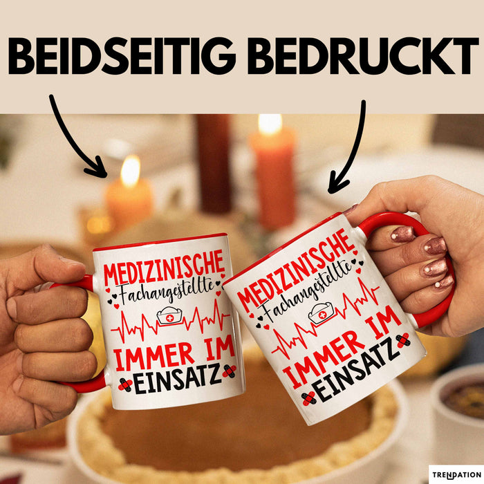 Medizinischer Assistent Arzt Tasse Geschenk Lustige Geschenkidee Spruch Medizinische Fachangestellte Immer Im Einsatz Rot Trendation
