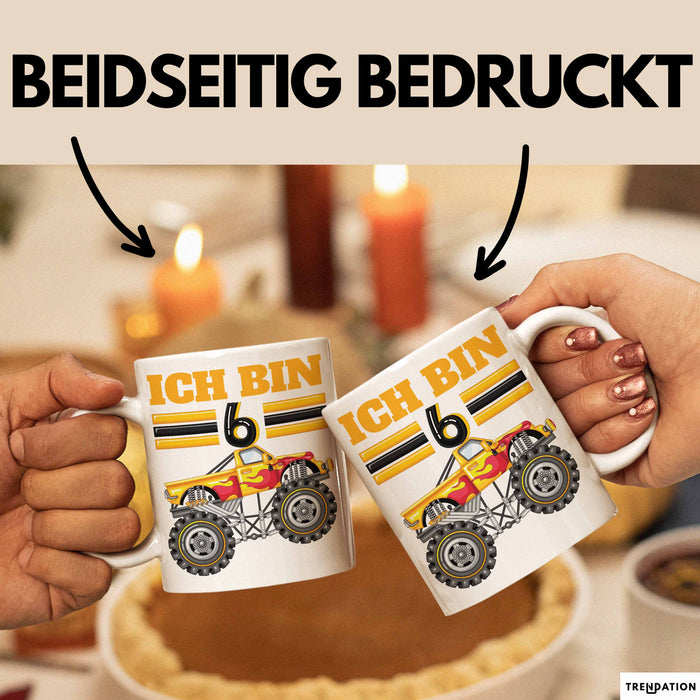 6. Geburtstag Geschenk Tasse Becher Jungs Trucks Geburtstagsgeschenk Ich Bin 6 Weiß Trendation