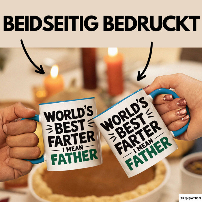 Vatertag Tasse Geschenk Worlds Best Farter I Mean Father Geschenkidee Papa Blau Trendation