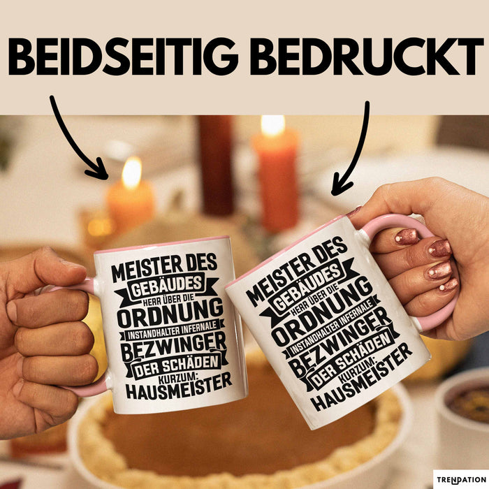 Hausmeister Tasse Geschenk Meister Des Gebäudes Rosa Trendation