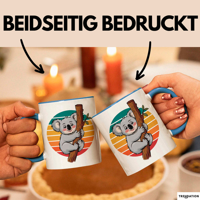 Retro Koala Tierliebhaber Tasse Geschenk Lustige Geschenkidee Spruch Blau Trendation
