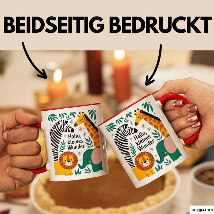 Baby Geburt Neue Eltern Tasse Geschenk Lustige Geschenkidee Spruch Kleines Wunder Rot Trendation