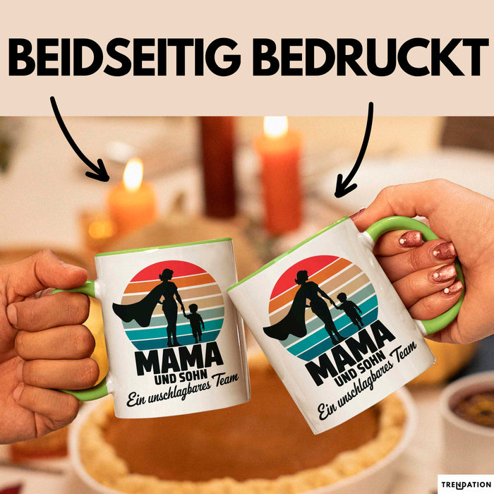 Mama Muttertag Tasse Becher Geschenk Lustige Geschenkidee Spruch Mama Und Sohn Ein Unschlagbares Team Grün Trendation