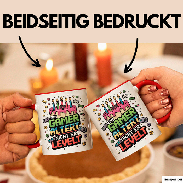 Gamer Geburtstag Tasse Geschenkidee Ein Gamer Steigt Auf Rot Trendation