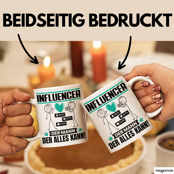 Influencer Tasse Geschenk für Influencer Der Mann Der Alles Kann Geschenkidee zum Geburtstag Weiß Trendation