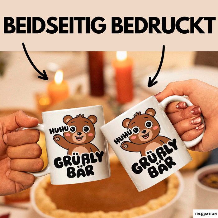 Sarkastischer Bär Tasse Geschenk Lustige Geschenkidee Spruch Grüßly Bär Weiß Trendation