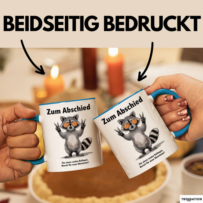 Büroarbeit Kollege Abschied Tasse Geschenk Lustige Geschenkidee Spruch Zum Abschied Für Einen Coolen Kollegen Blau Trendation