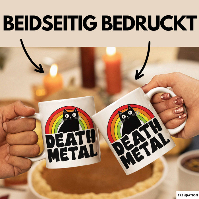 Death Metal Tasse Geschenk Katze Becher Geschenkidee Humor Katzen-Liebhaber Weiß Trendation