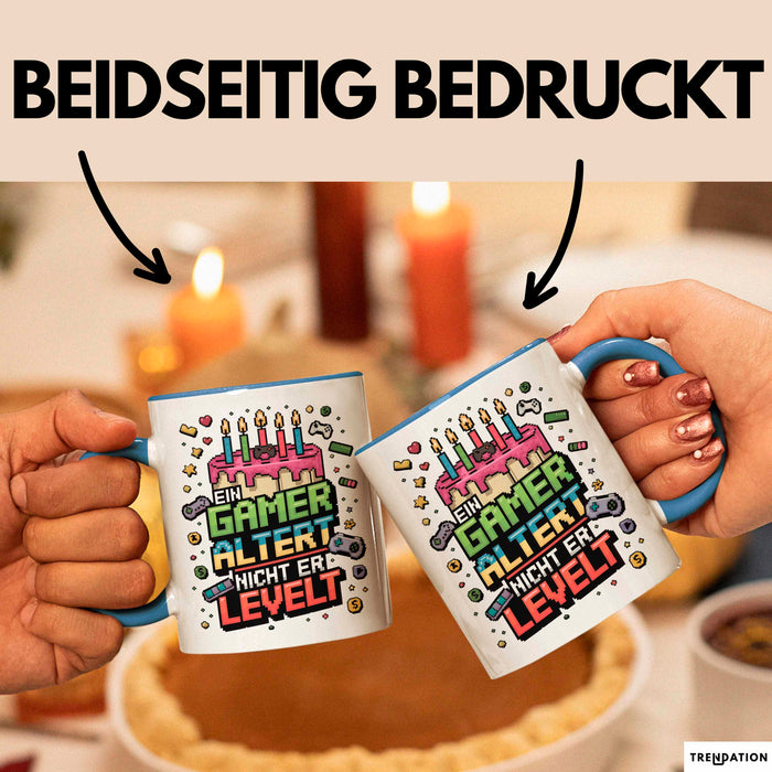 Gamer Geburtstag Tasse Geschenkidee Ein Gamer Steigt Auf Blau Trendation