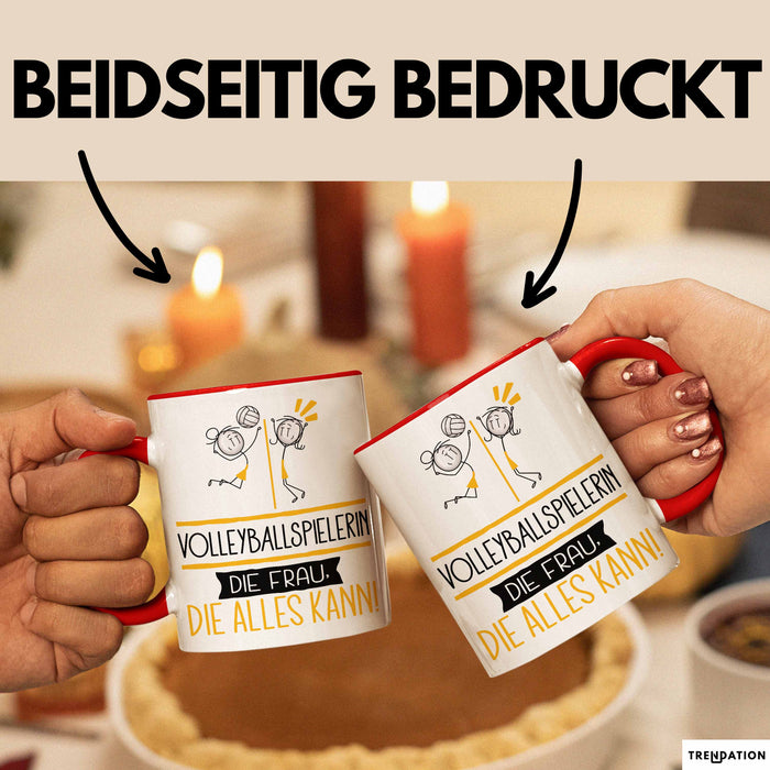 Volleyballspielerin Geschenk Tasse Becher Die Frau Die Allen Kann Geschenkidee für eine Volleyballspielerin Lustig Rot Trendation