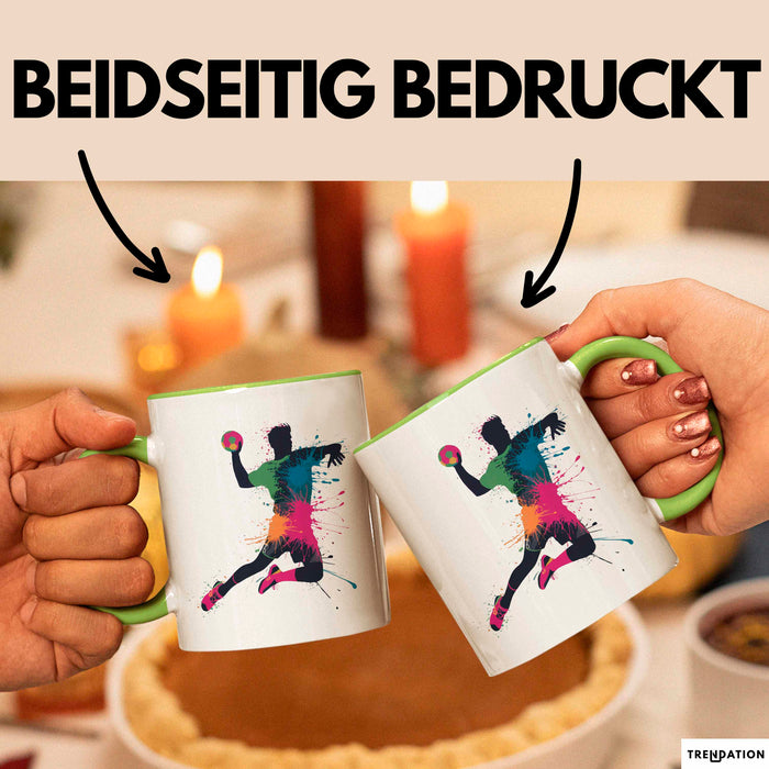 Handballspieler Tasse Geschenk Lustige Geschenkidee Spruch Grün Trendation