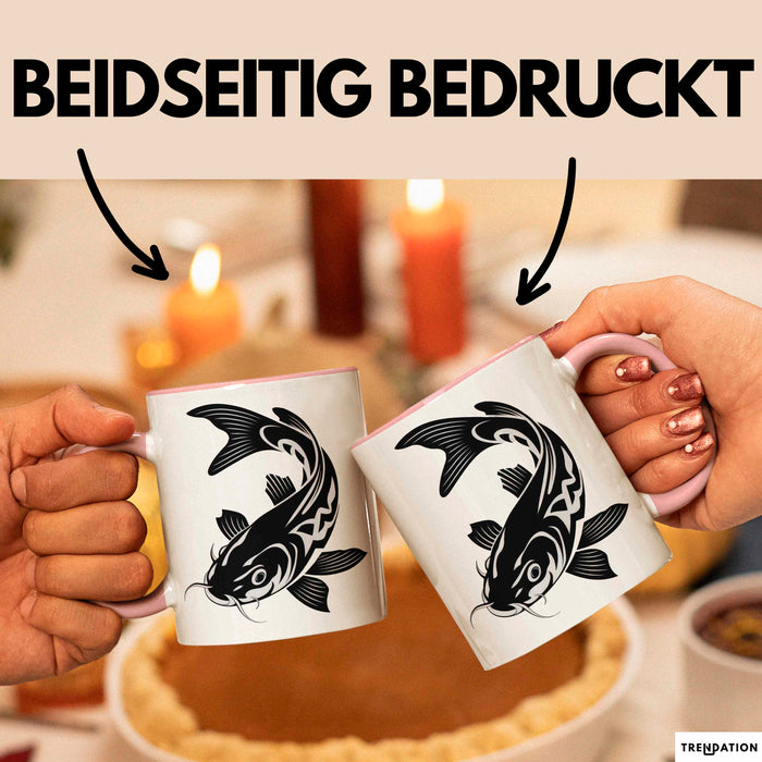 Karpfen Angelliebhaber Fischer Tasse Geschenk Lustige Geschenkidee Spruch Rosa Trendation
