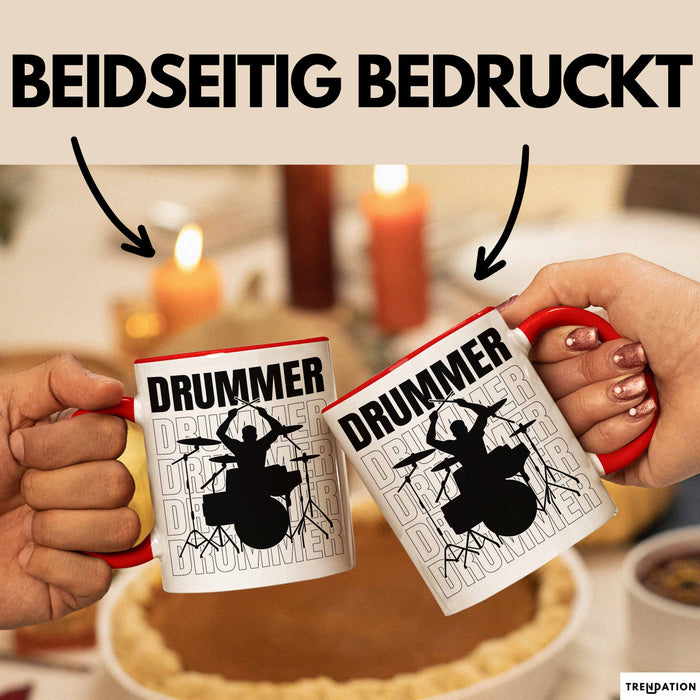 Drummer Schlagzeug-Spieler Geschenk Tasse Geschenkidee Kaffee-Becher Schlagzeuger Rot Trendation
