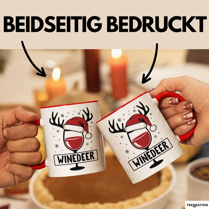Rotwein-Trinker Tasse Geschenk Weindeer Weihnachten Geschenkidee Für Rot-Weintrinker Kaffee-Becher Rot Trendation