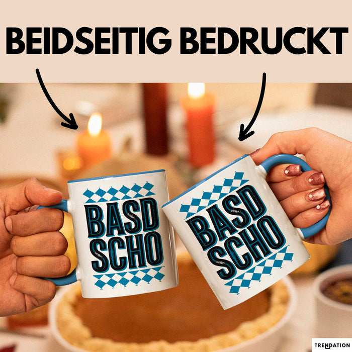Deutschland München Bayern Bayerisch Tasse Geschenk Lustige Geschenkidee Spruch BASD SCHO Blau Trendation