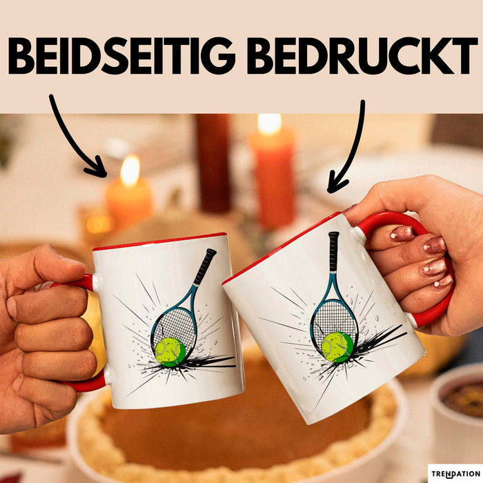 Tennis Spieler Tasse Geschenkidee für Tennisliebhaber Rot Trendation