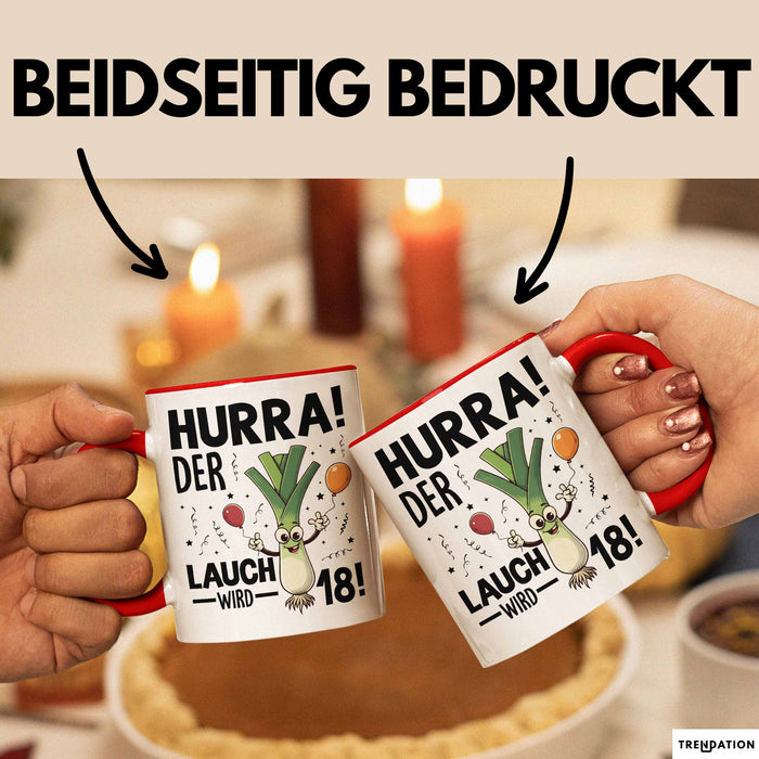18. Geburtstag Tasse Geschenk Jungs Männer Mann 18Er Hurra Der Lauch Wird 18 Rot Trendation