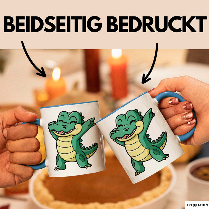 Dabendes Krokodil Tier Tasse Geschenk Lustige Geschenkidee Spruch Blau Trendation