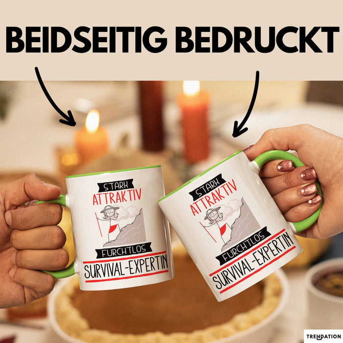 Survival-Expertin Tasse Geschenk Becher Stark Attraktiv Furchtlos Survival-Expertin Lustige Geschenkidee Grün Trendation