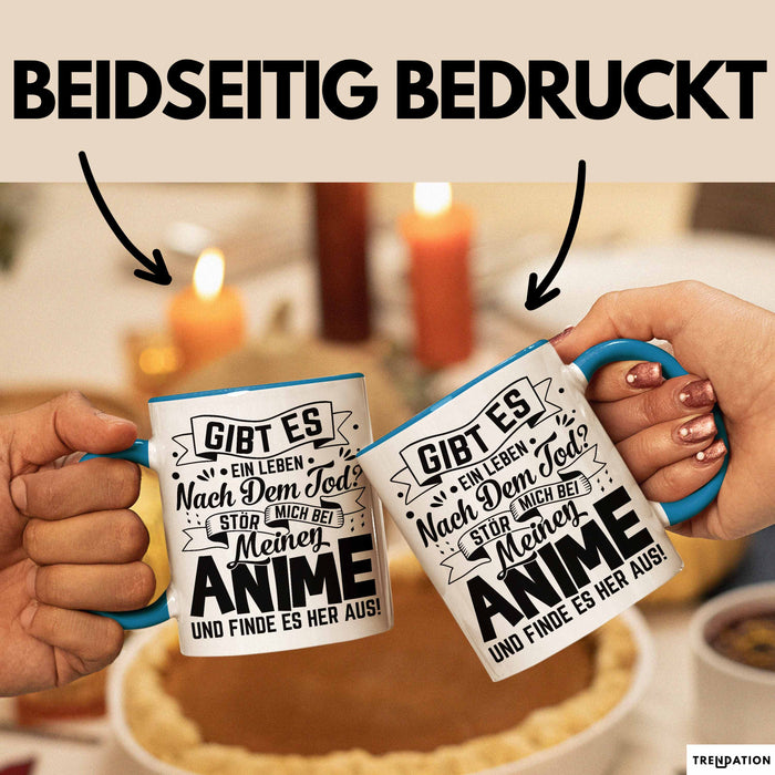 Anime Geschenk Tasse Lustiger Spruch Gibt Es Leben Nach Dem Tod Anime-Liebhaberin Geschenkidee Blau Trendation
