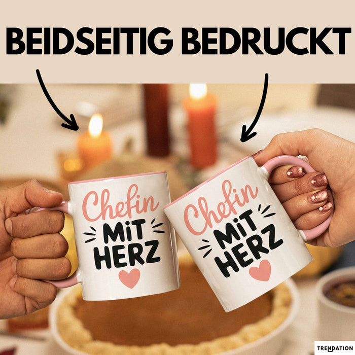 Büroarbeit Kollege Chef Tasse Geschenk Lustige Geschenkidee Spruch Chefin Mit Herz Rosa Trendation