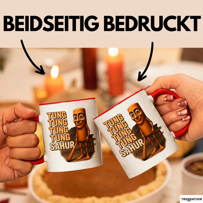 Tung Tung Tung Tung Sahur Tasse Meme Italienisch Geschenk Lustig Becher Rot Trendation