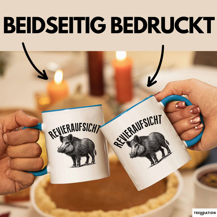 Jäger Tasse Geschenk Revieraufsicht Geschenkidee Wildschwein Geschenke Jägerin Blau Trendation