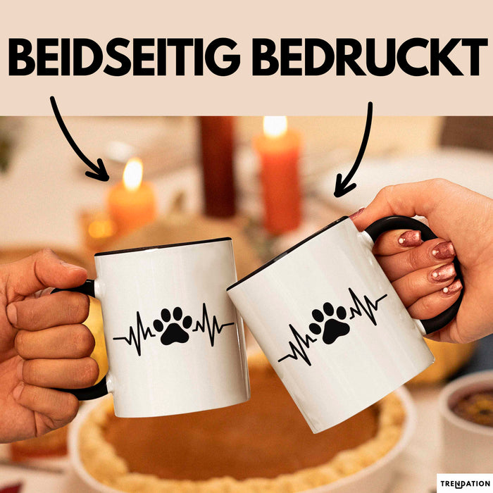 Hund Tierliebhaber Herzschlag Tasse Geschenk Lustige Geschenkidee Spruch Schwarz Trendation