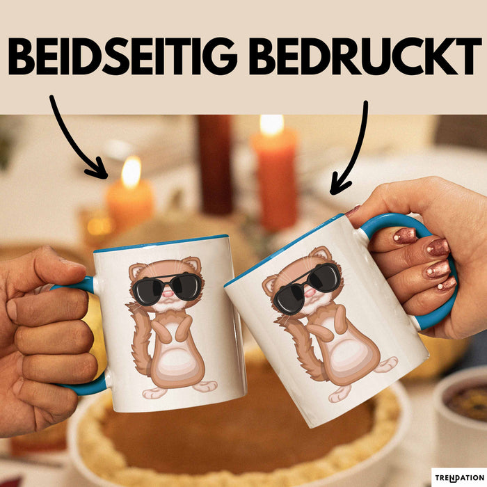 Frettchen Tasse Geschenk Sonnenbrille Grafik Lustige Geschenkidee Blau Trendation