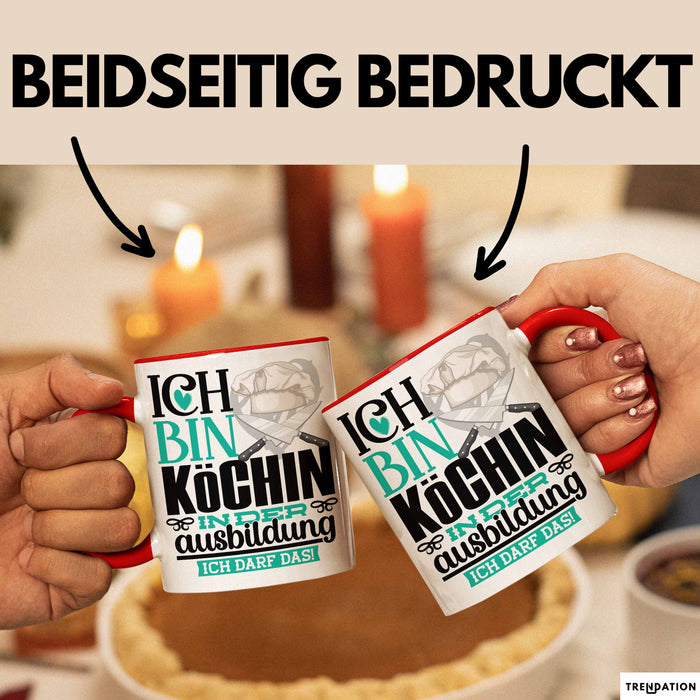 Köchin Ausbildung Start Geschenk Tasse Ich Bin Köchin In Der Ausbildung Ich Darf Das Kaffee-Becher Geschenkidee Rot Trendation