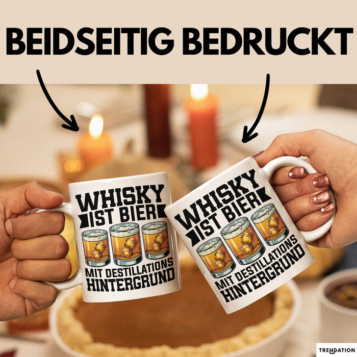 Whisky Liebhaber Tasse Geschenk Whisky Ist Bier Mit Destillations Hintergrund Weiß Trendation