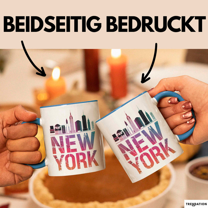 New York City USA Tasse Geschenk Lustige Geschenkidee Spruch Blau Trendation