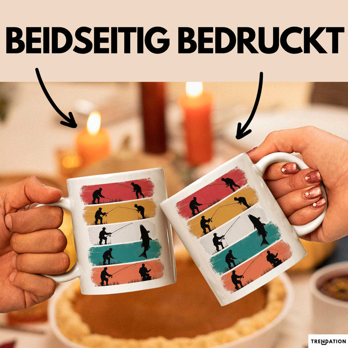 Angelliebhaber Fischer Retro Tasse Geschenk Lustige Geschenkidee Spruch Weiß Trendation