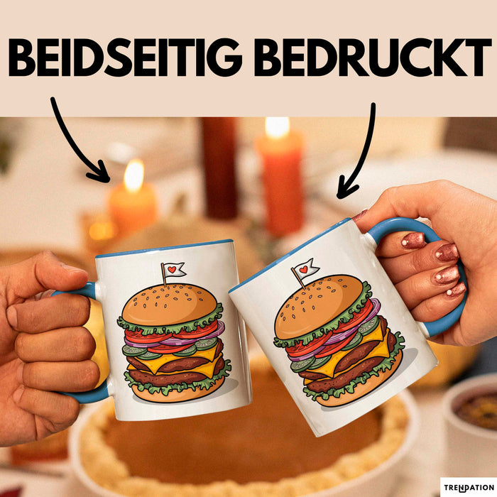 Burger Fan Tasse Geschenkidee für Grillmeister Blau Trendation