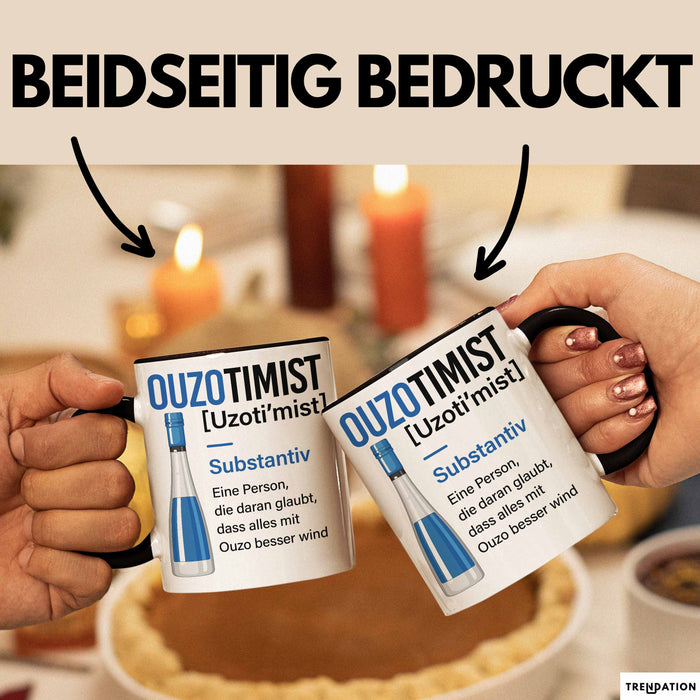 Grieche Tasse Geschenk Ouzotimist Geschenkidee Ouzo-Liebhaber Kaffee-Becher Trendation
