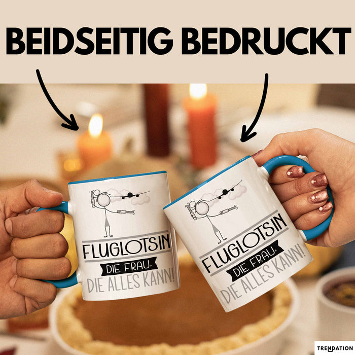 Fluglotsin Geschenk Tasse Becher Die Frau Die Allen Kann Geschenkidee für eine Fluglotsin Lustig Blau Trendation