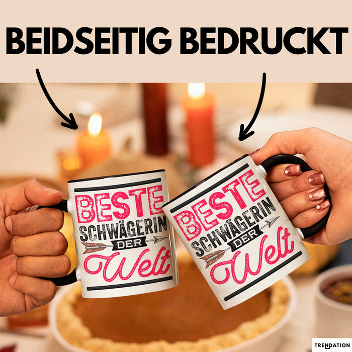 Schwägerin Geschenk Tasse Mit Spruch Beste Schwägerin Der Welt Becher Schwarz Trendation