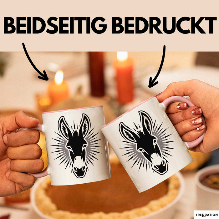 Eselbauer Esel Tier Gesicht Tasse Geschenk Lustige Geschenkidee Spruch Rosa Trendation