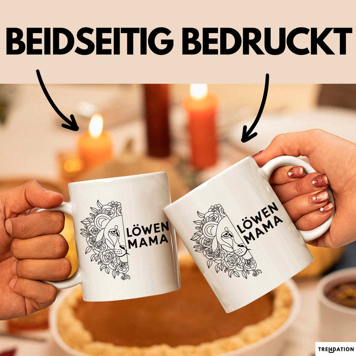 Mama Muttertag Tasse Becher Geschenk Lustige Geschenkidee Spruch Löwen Mama Weiß Trendation