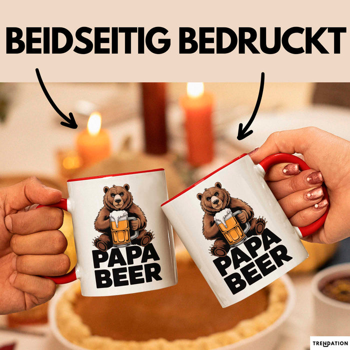 Papa Bier Tasse Geschenk Lustige Geschenkidee Spruch Rot Trendation