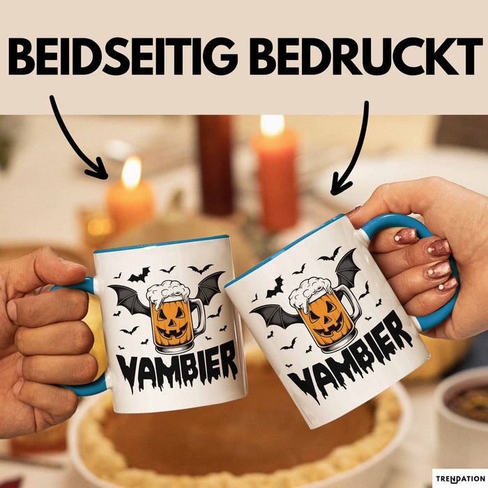 Halloween Tasse Geschenk Vambier Humor Tassen Kaffee-Becher Blau Trendation